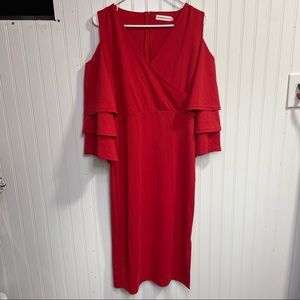 Metamorphosis Girl Wrap  Cold Shoulder Ruffle Sleeves Women ‘s dress